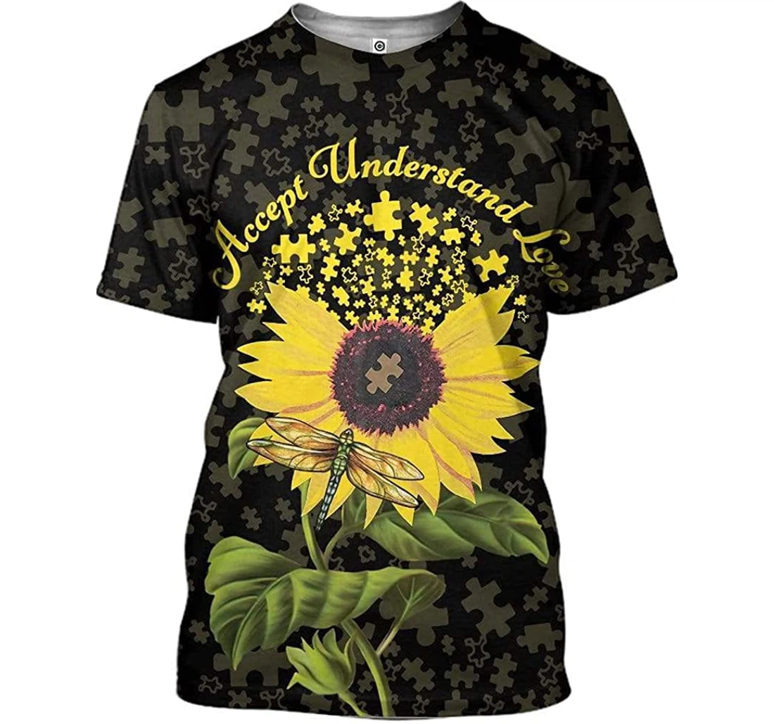 Sunflower Accept Understand Love Shirts - 3D Printed T-shirt