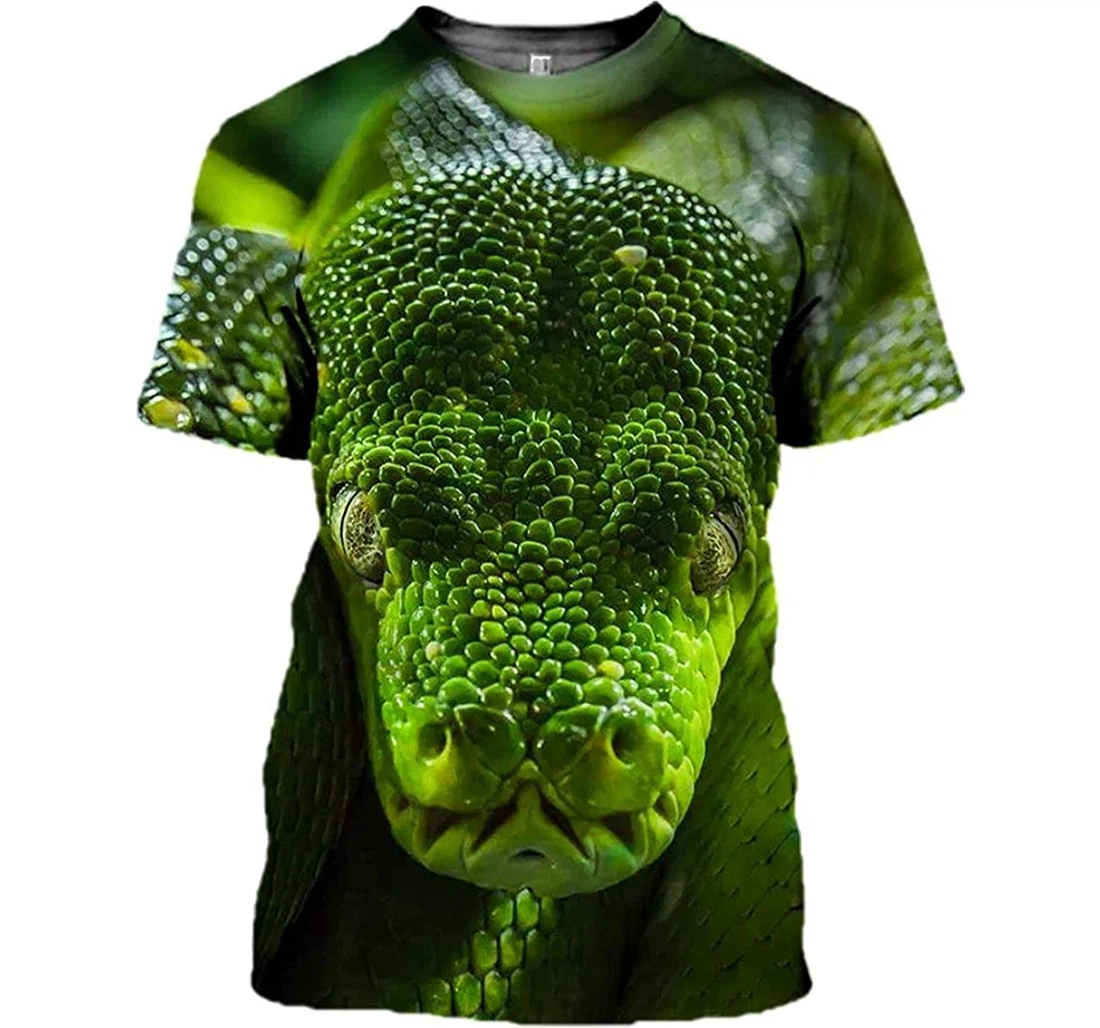 Green Snake Face Snake Shirts - 3D Printed T-shirt