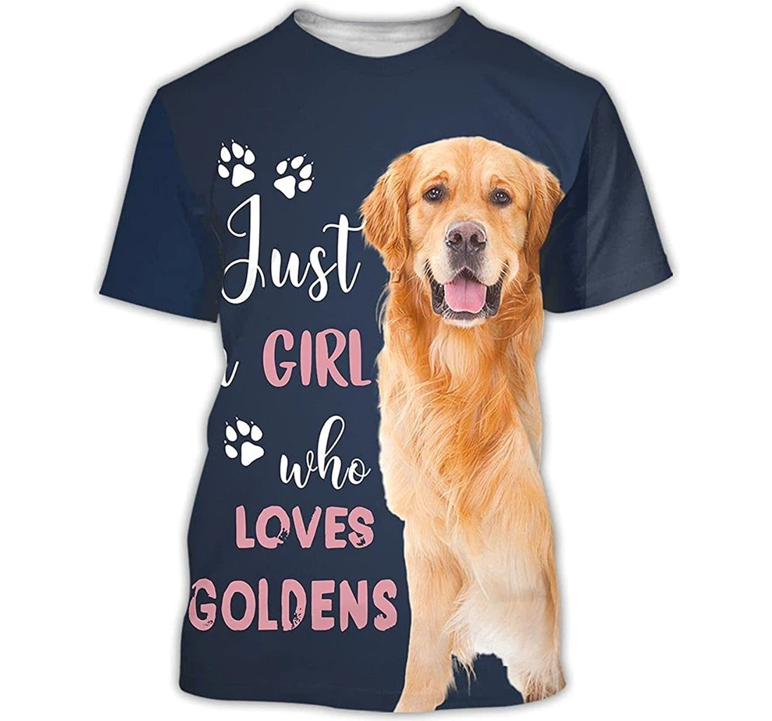 A Girl Who Loves Golden Retriever Shirts - 3D Printed T-shirt