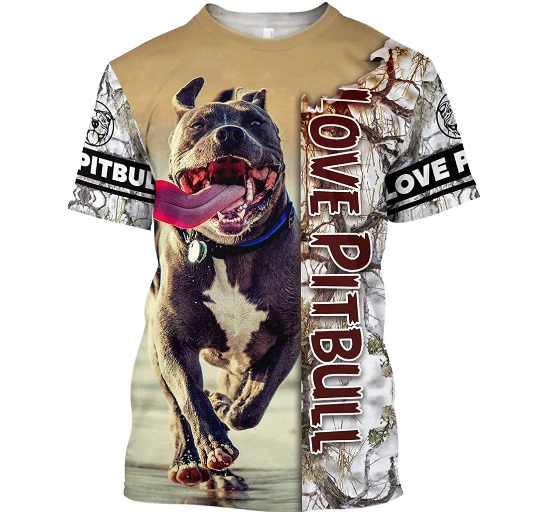 Awesome Love Pitbull Shirts - 3D Printed T-shirt