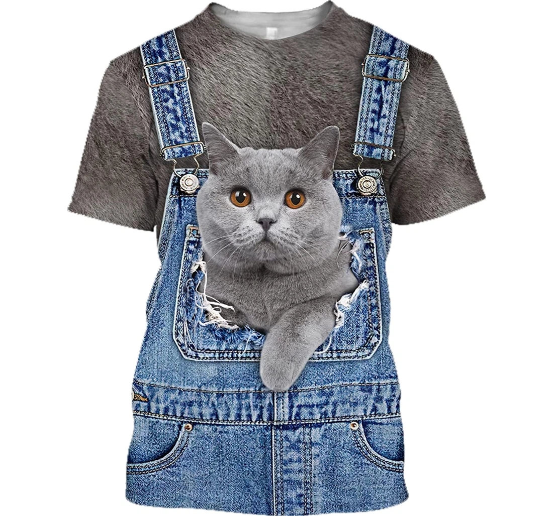 Love Cat Cover British Shorthair Face Hair Shirts - 3D Printed T-shirt