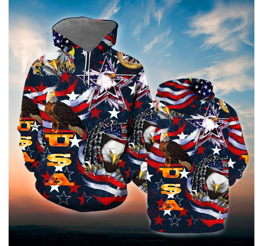 Personalized Usa Flag Independence Day - 3D Printed Pullover Hoodie