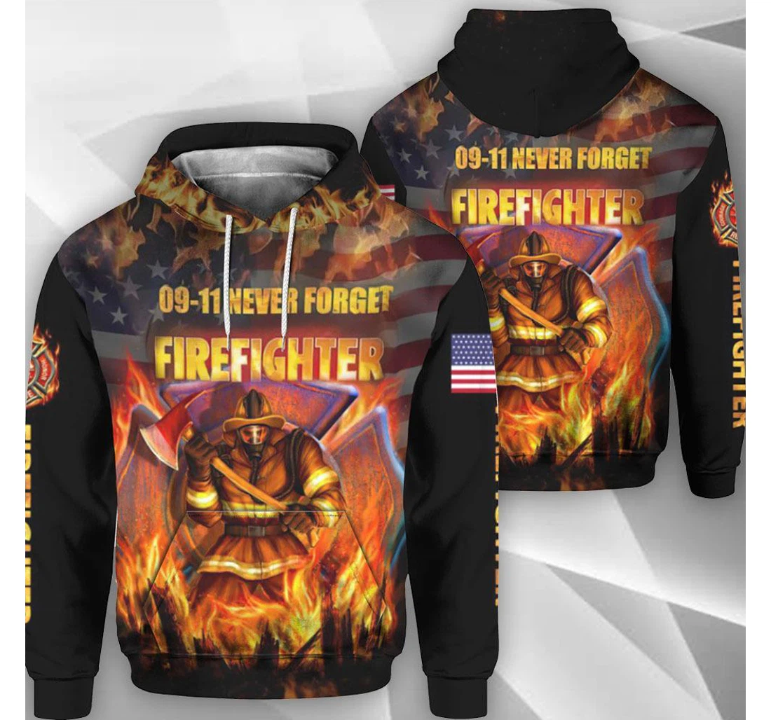 Never Forget Firefighter - 3D Printed Pullover Hoodie