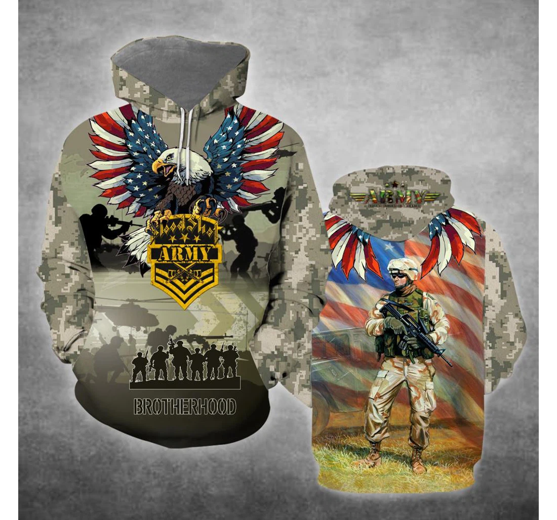 Eagle Us Army Veteran - 3D Printed Pullover Hoodie