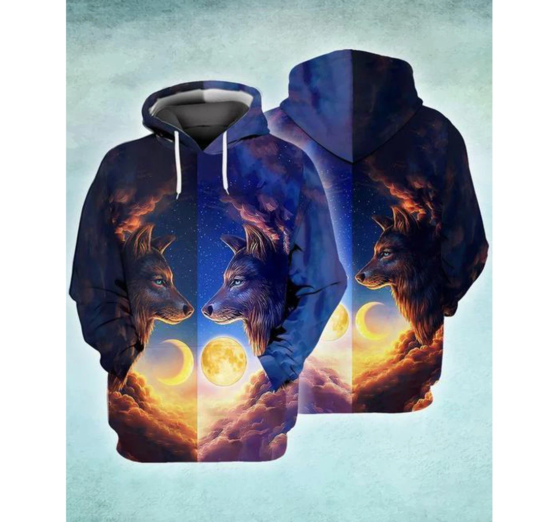 Moon Sun Wolf - 3D Printed Pullover Hoodie