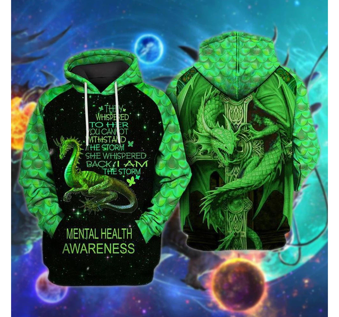 Dragon Storm Mental Health Awareness - 3D Printed Pullover Hoodie