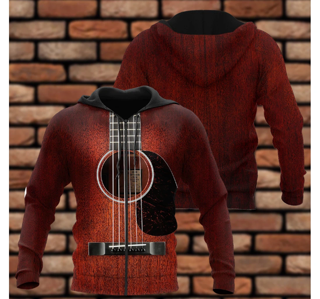 Wood Guitar - 3D Printed Pullover Hoodie