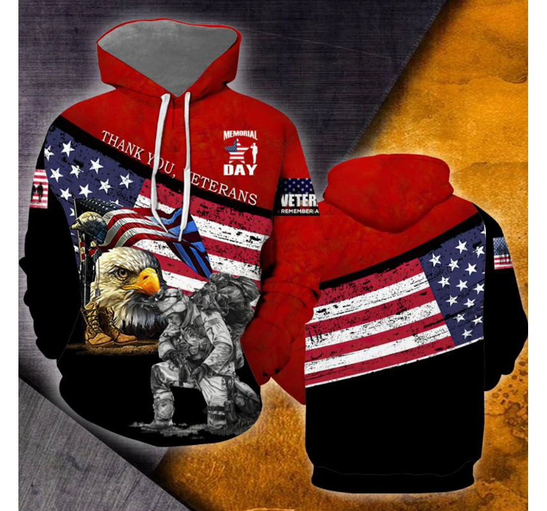 Veteran Day Remember All Who Served - 3D Printed Pullover Hoodie