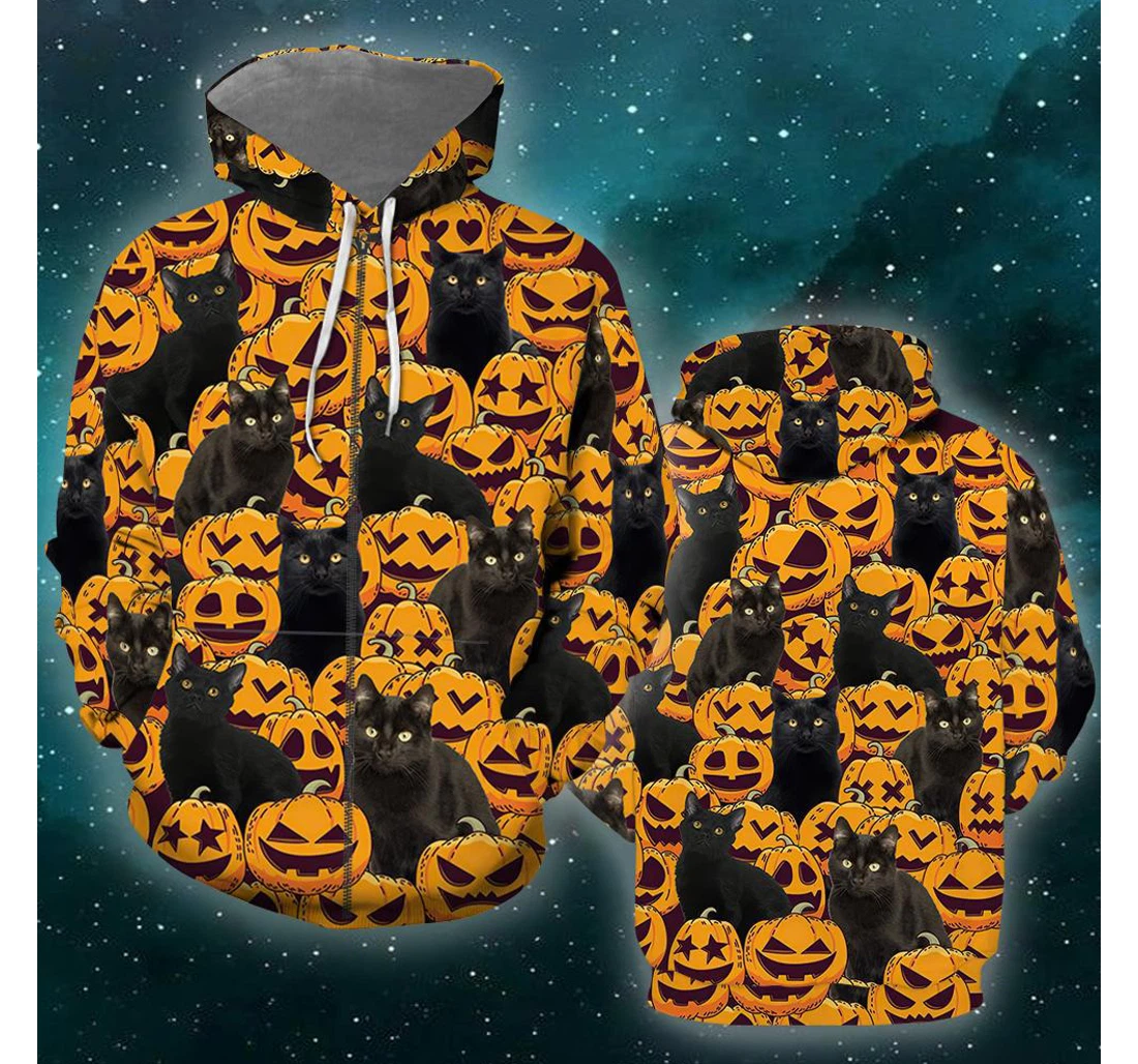 Cat Halloween - 3D Printed Pullover Hoodie