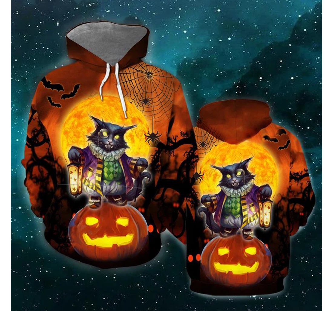 Halloween Cat - 3D Printed Pullover Hoodie