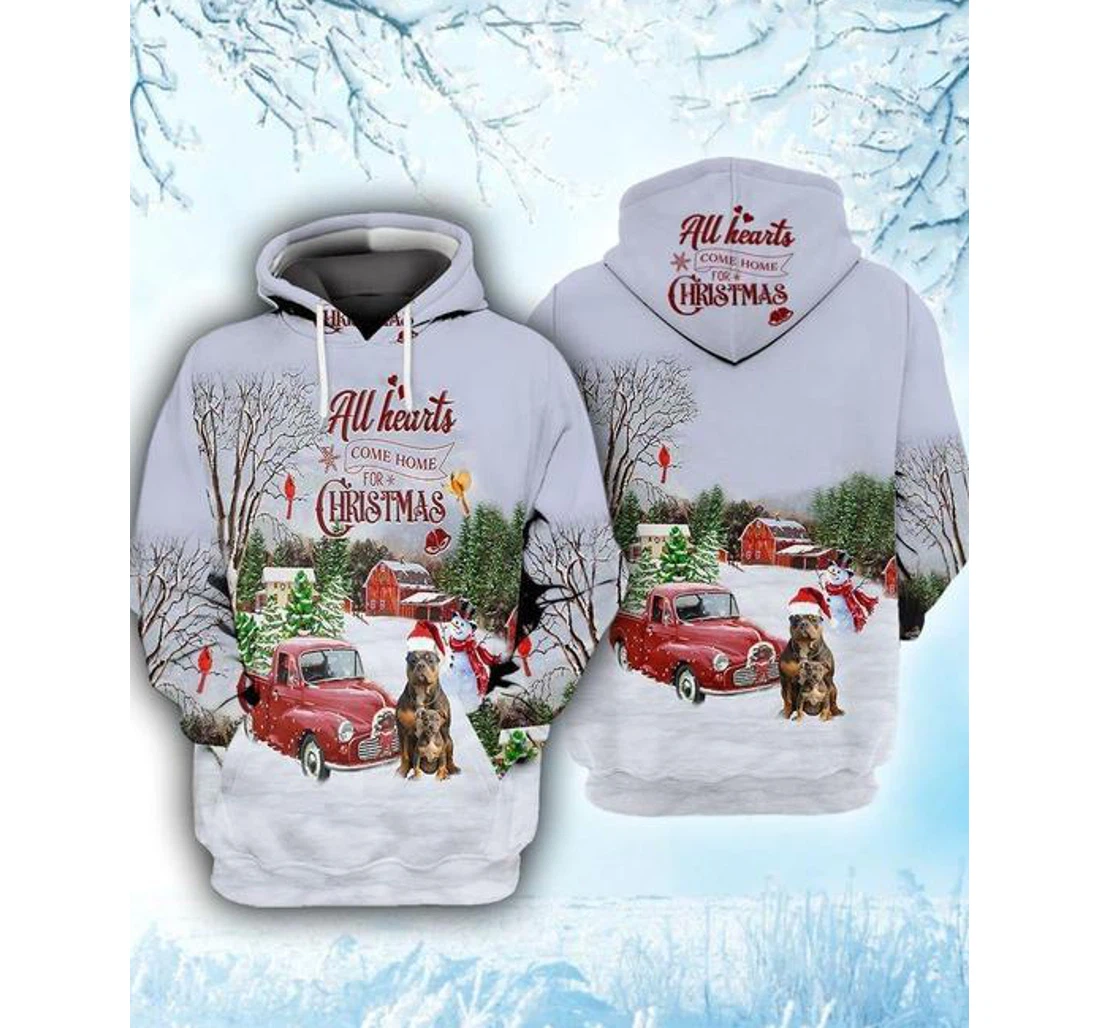 Christmas Pitbull - 3D Printed Pullover Hoodie