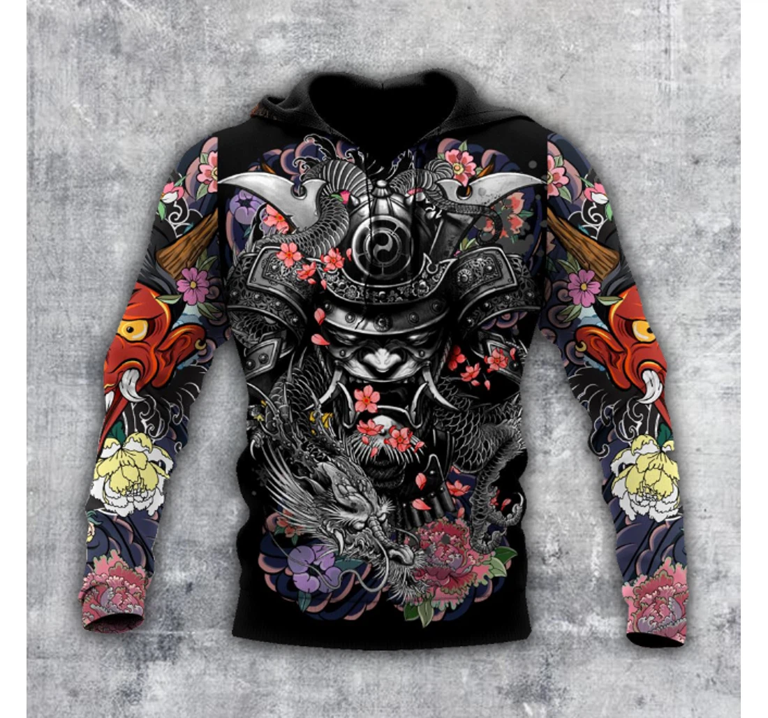 Samurai Dragon Tattoo - 3D Printed Pullover Hoodie