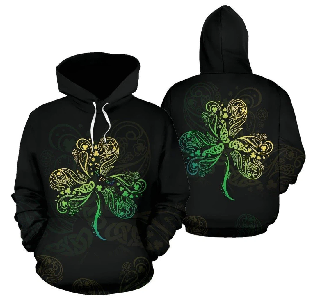 Irish Saint Patrick's Day Shamrock Celtic Cross - 3D Printed Pullover Hoodie