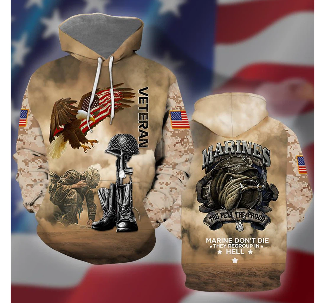 Us Marine Veteran - 3D Printed Pullover Hoodie