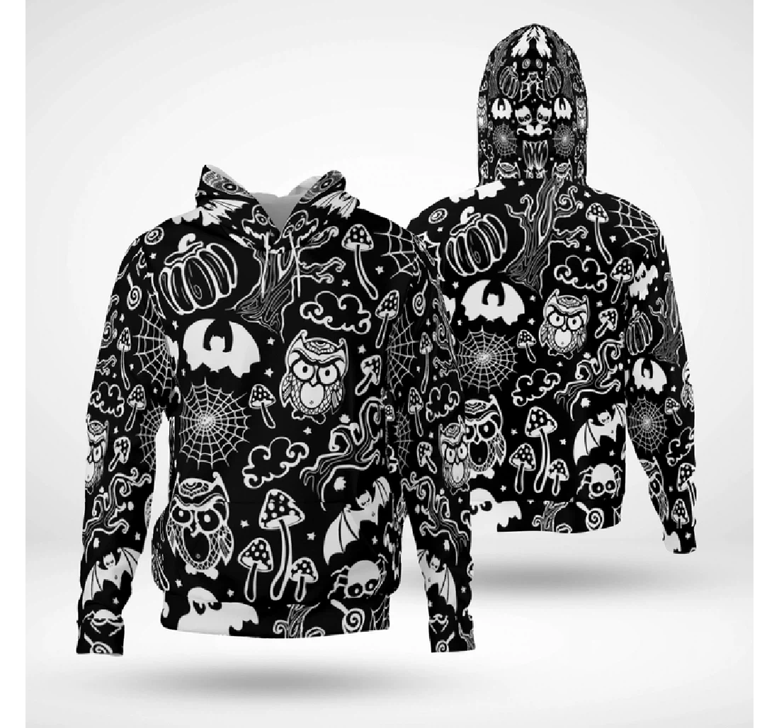 Zip Hoodie - Halloween Animals Symbols Scarry Night - 3D Printed