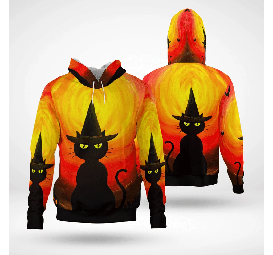 Zip Hoodie - Wizard Cat Halloween Night Pumpkin Spooky - 3D Printed