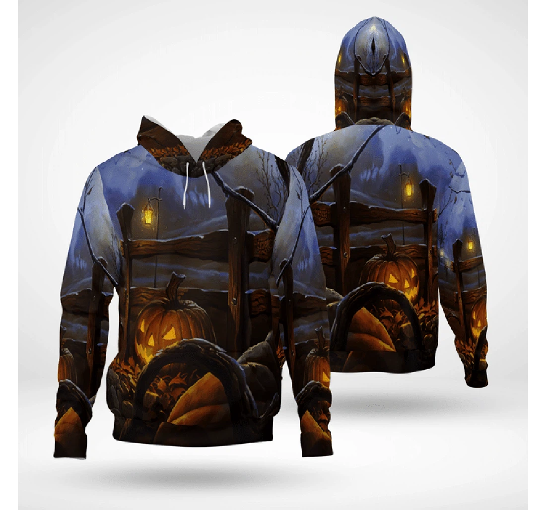 Zip Hoodie - Starry Night Halloween Pumpkin Spooky - 3D Printed