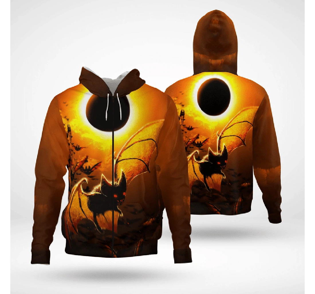 Halloween Night Bats Hunting Scary Night Spooky - 3D Printed Pullover Hoodie