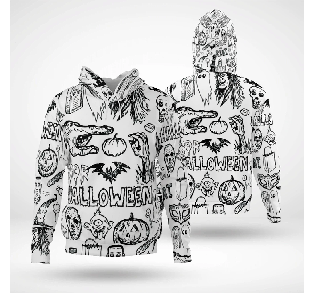 Scary Halloween Icon Spooky - 3D Printed Pullover Hoodie