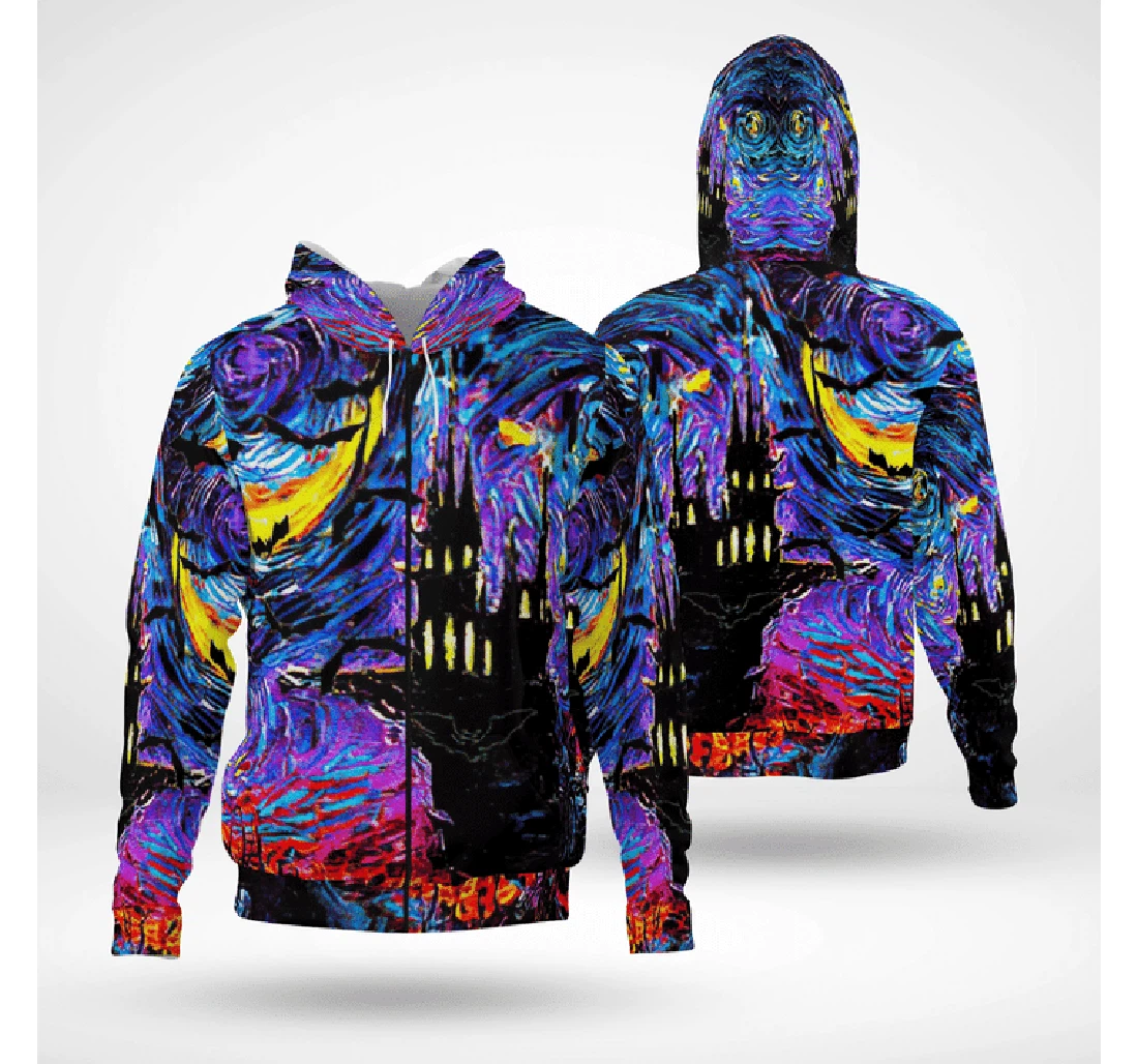 Halloween Haunted Castle In Starry Night Spooky - 3D Printed Pullover Hoodie