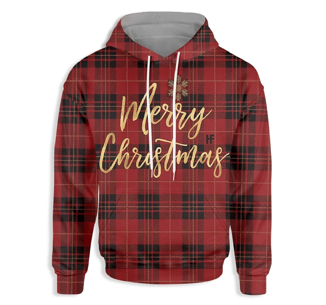 Marry Christmas Buffalo Plaid - 3D Printed Pullover Hoodie
