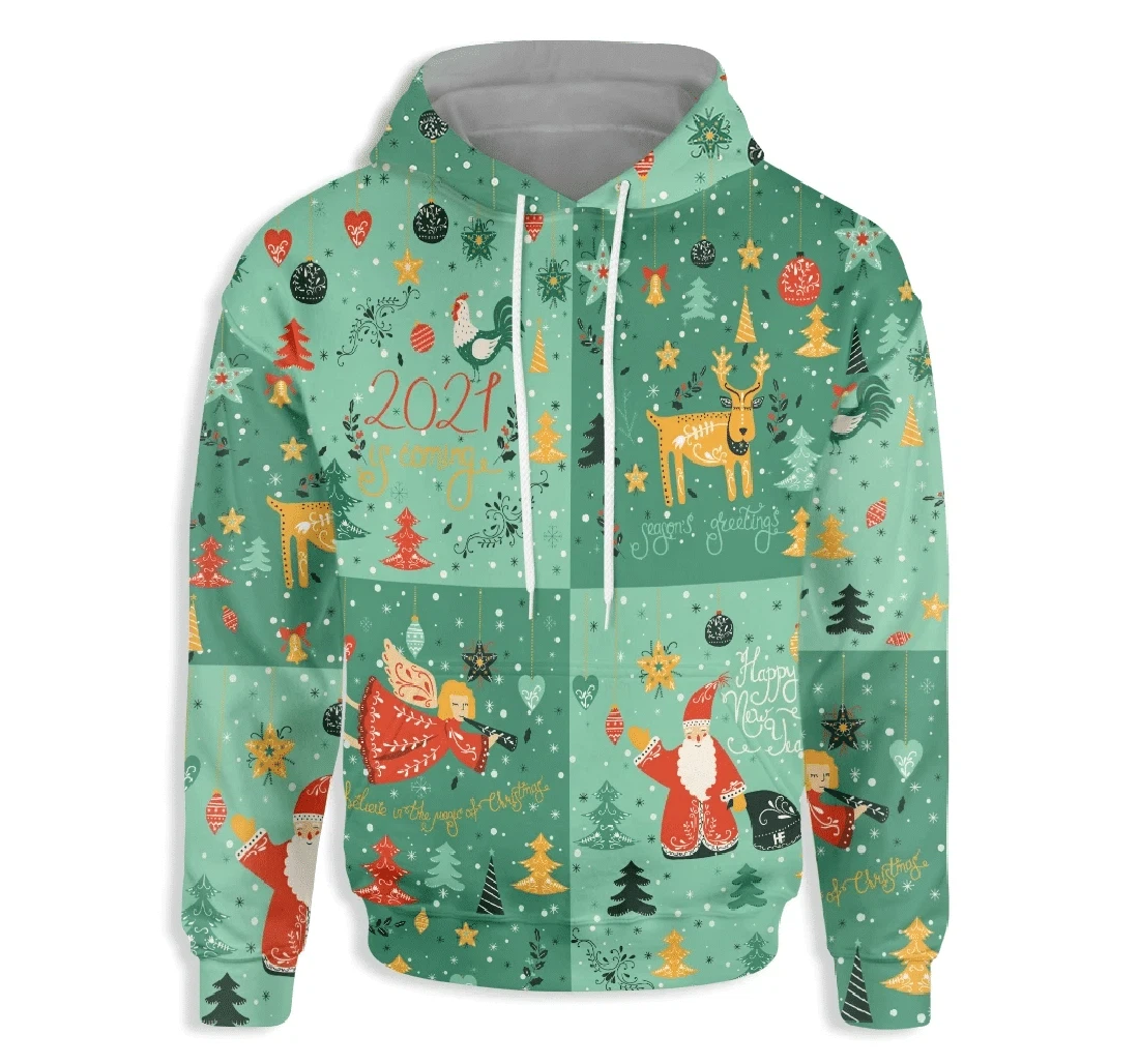 Christmas Quadrant Cute Design - 3D Printed Pullover Hoodie
