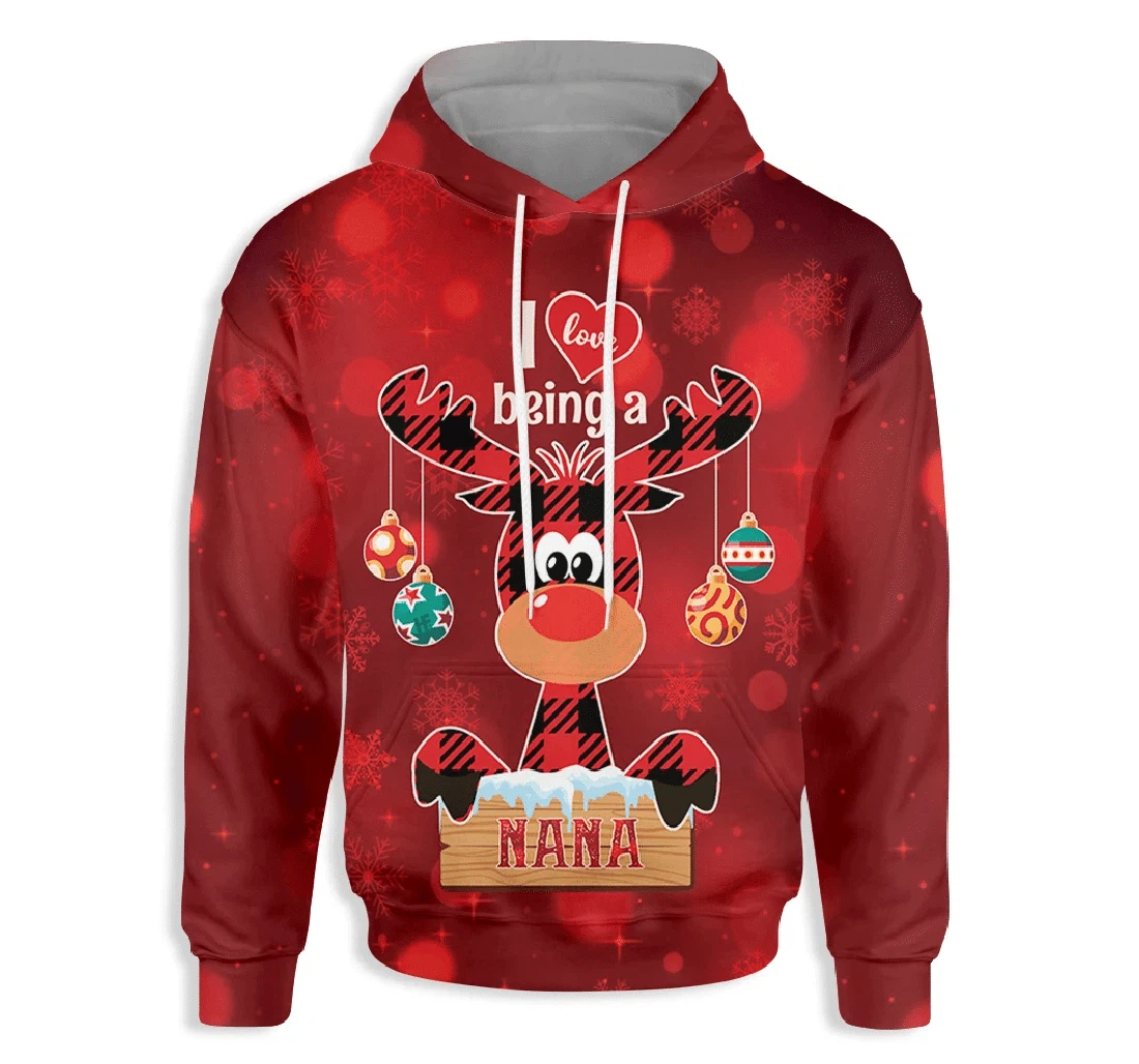 Christmas I Love Being A Nana - 3D Printed Pullover Hoodie