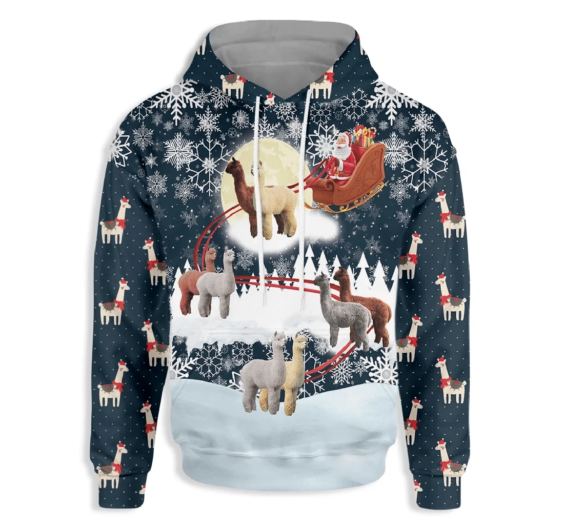 Santa Alpaca Christmas Night - 3D Printed Pullover Hoodie