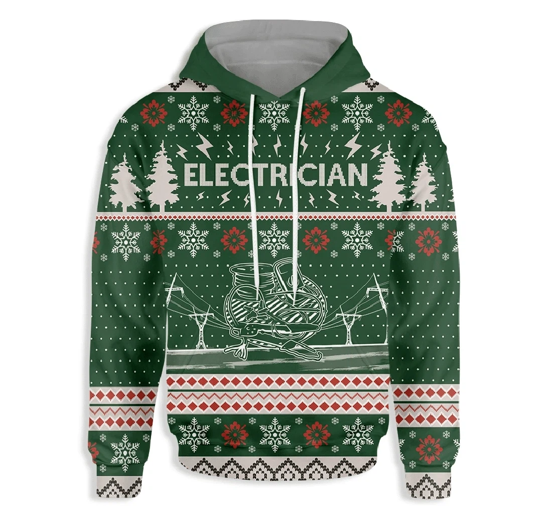 Electrician Christmas - 3D Printed Pullover Hoodie