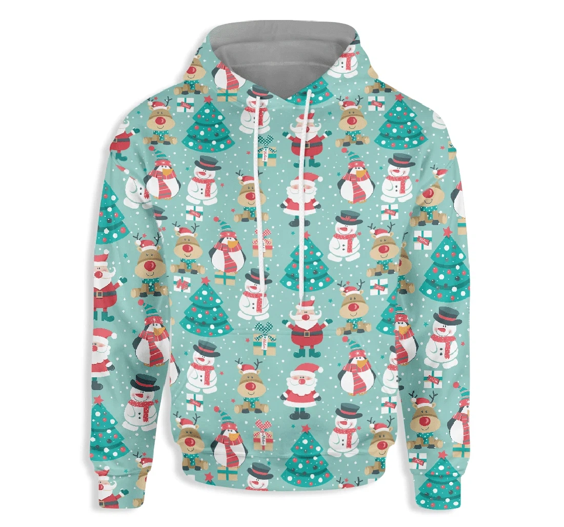 Christmas Seamless Pattern - 3D Printed Pullover Hoodie