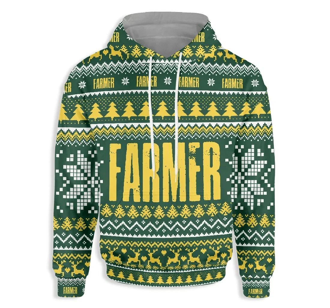 Farmer Happy Christmas - 3D Printed Pullover Hoodie