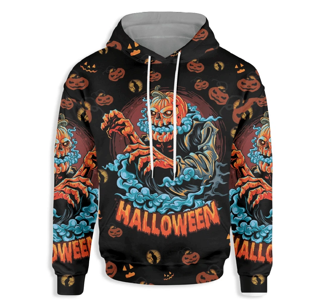 Scary Pumpkin Halloween Night - 3D Printed Pullover Hoodie