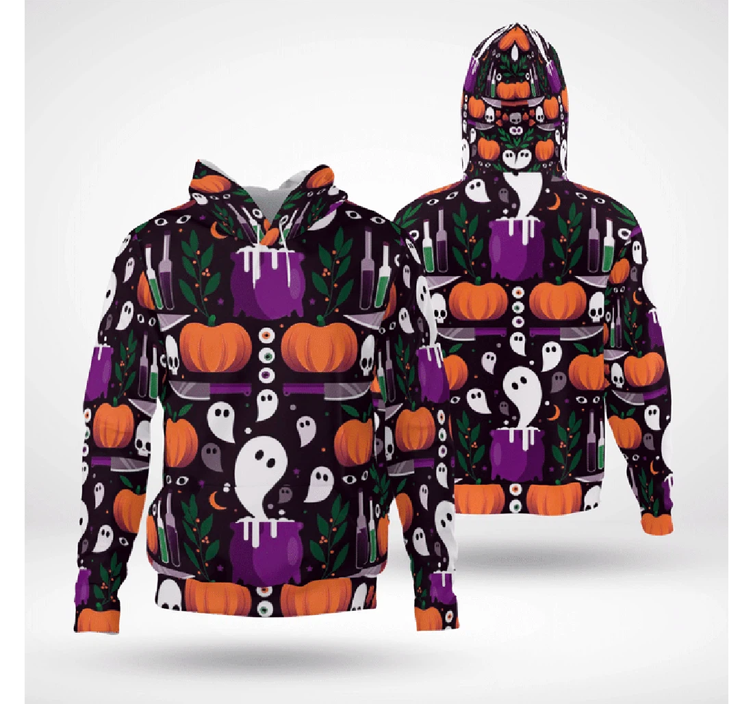 Zip Hoodie - Cute Ghost From Cauldron Witches's Room Halloween Spooky - 3D Printed