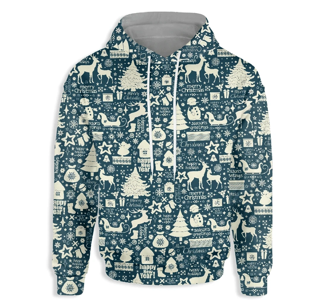 Christmas Seamless Pattern - 3D Printed Pullover Hoodie