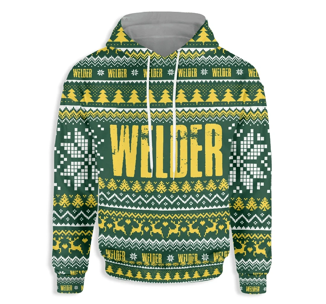 Welder Happy Christmas - 3D Printed Pullover Hoodie