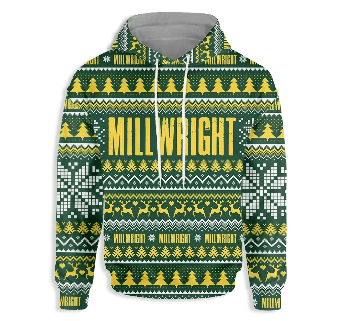 Millwright Happy Christmas - 3D Printed Pullover Hoodie