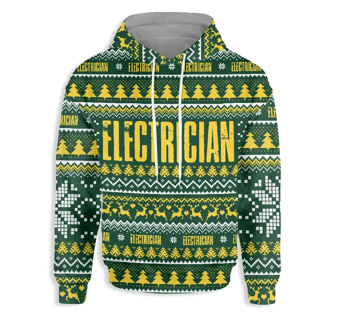 Electrician Happy Christmas - 3D Printed Pullover Hoodie