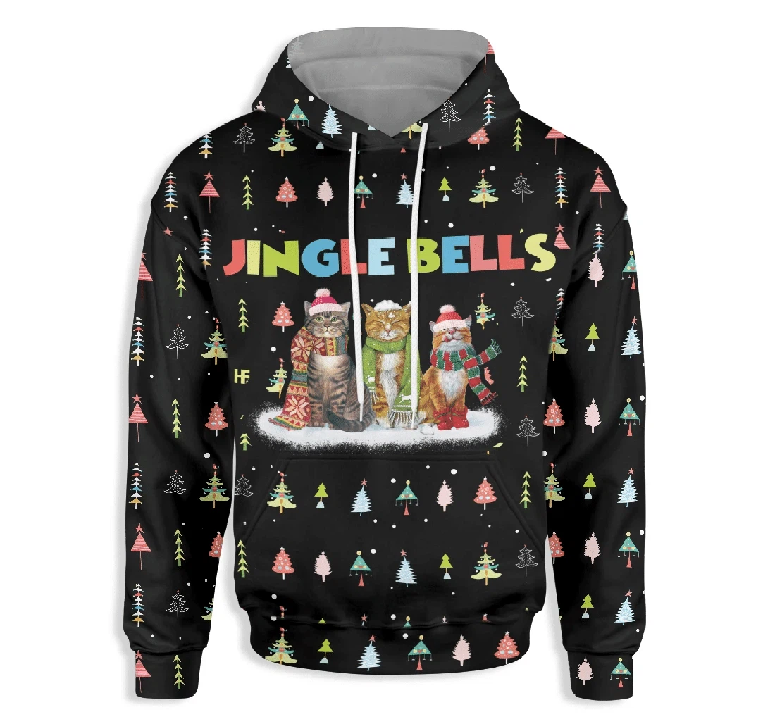 Cat The Christmas Tree - 3D Printed Pullover Hoodie