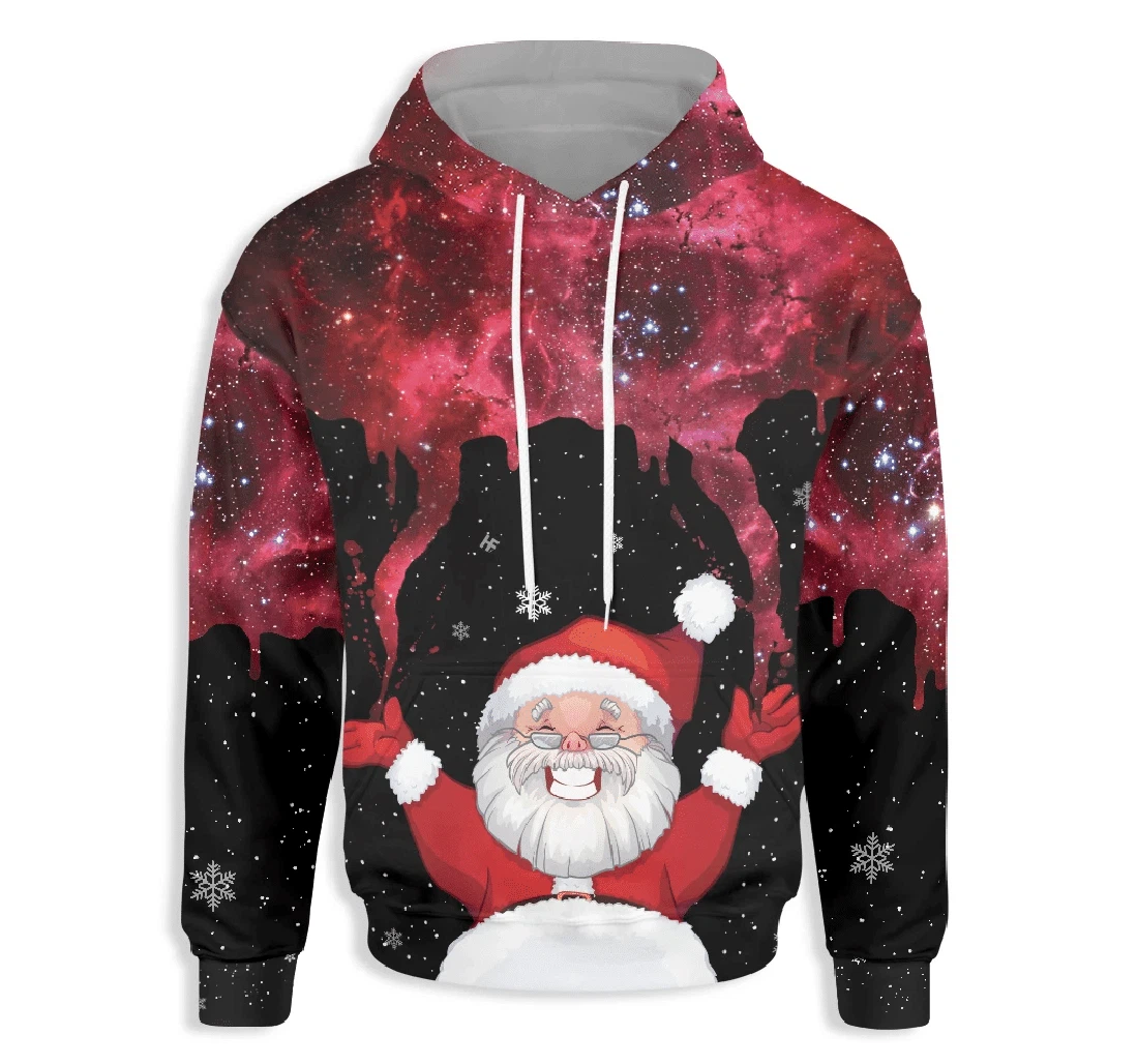 Santa Makes Galaxy Christmas - 3D Printed Pullover Hoodie