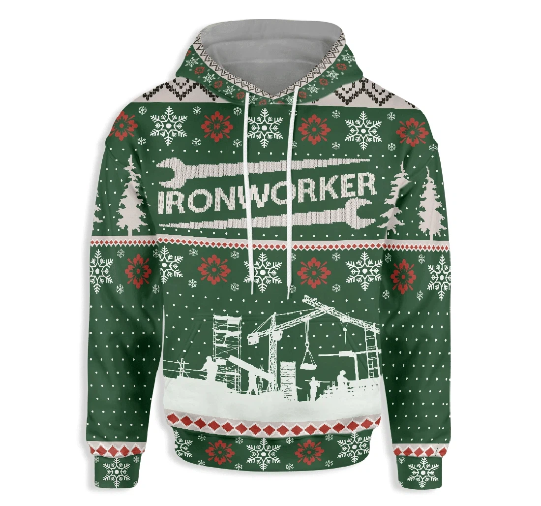 Ironworker Christmas - 3D Printed Pullover Hoodie