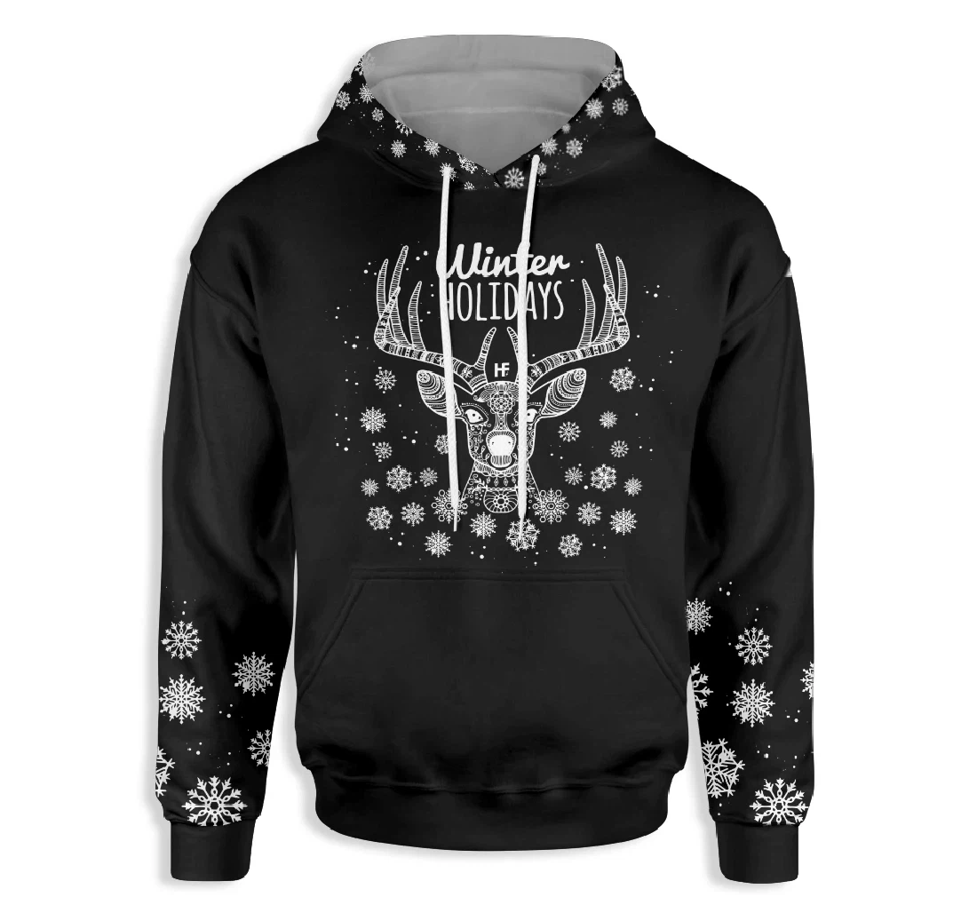 Christmas Reindeer - 3D Printed Pullover Hoodie