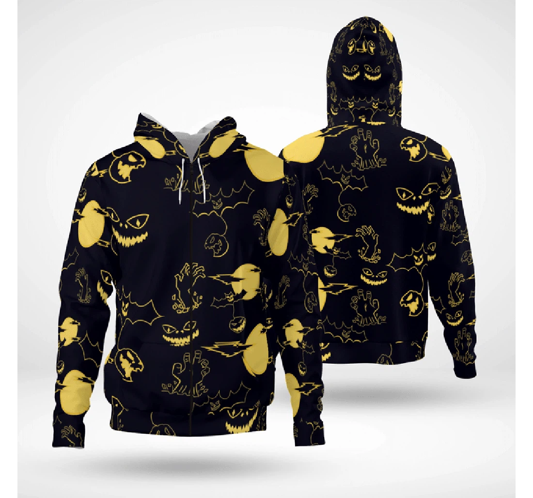 Zip Hoodie - Scary Night Zombies Haunted Pumpkin Halloween Spooky - 3D Printed