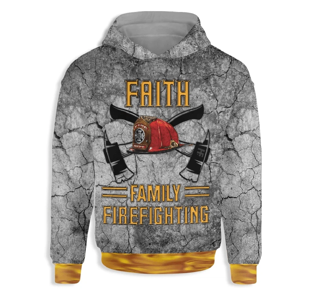 Personalized Faith Family Firefighting Firefighter - 3D Printed Pullover Hoodie