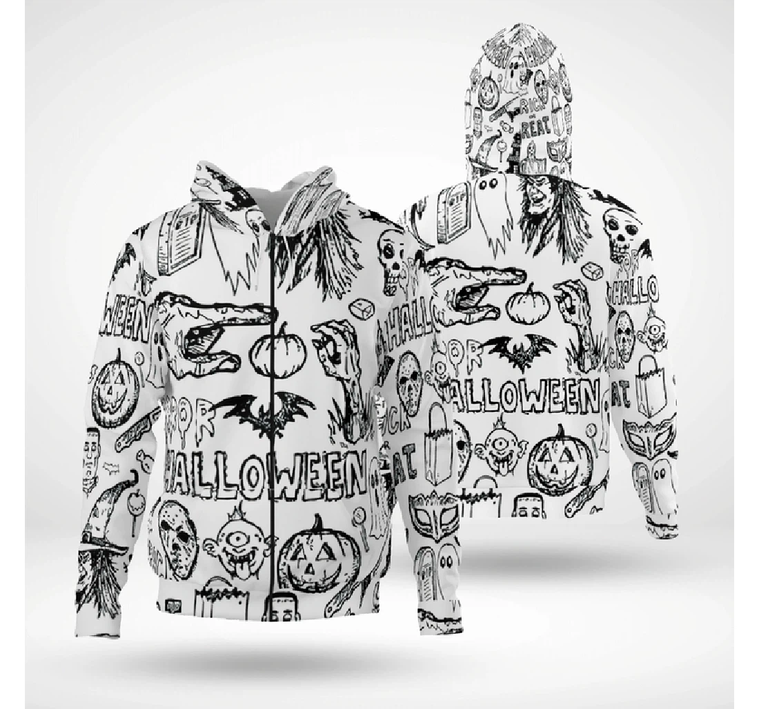 Scary Halloween Icon Spooky - 3D Printed Pullover Hoodie
