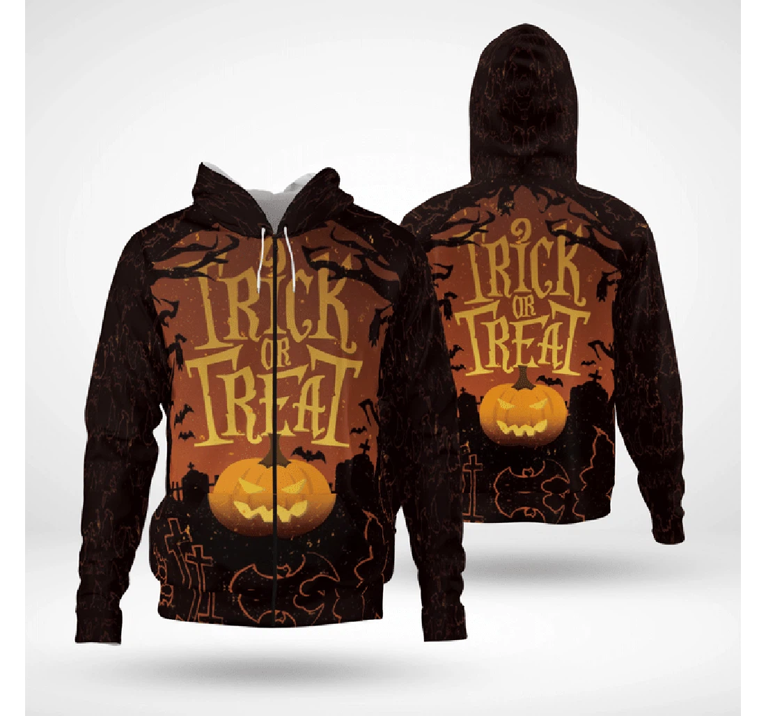 Happy Halloween Trick Or Treat Scary Night Pumpkin Spooky - 3D Printed Pullover Hoodie