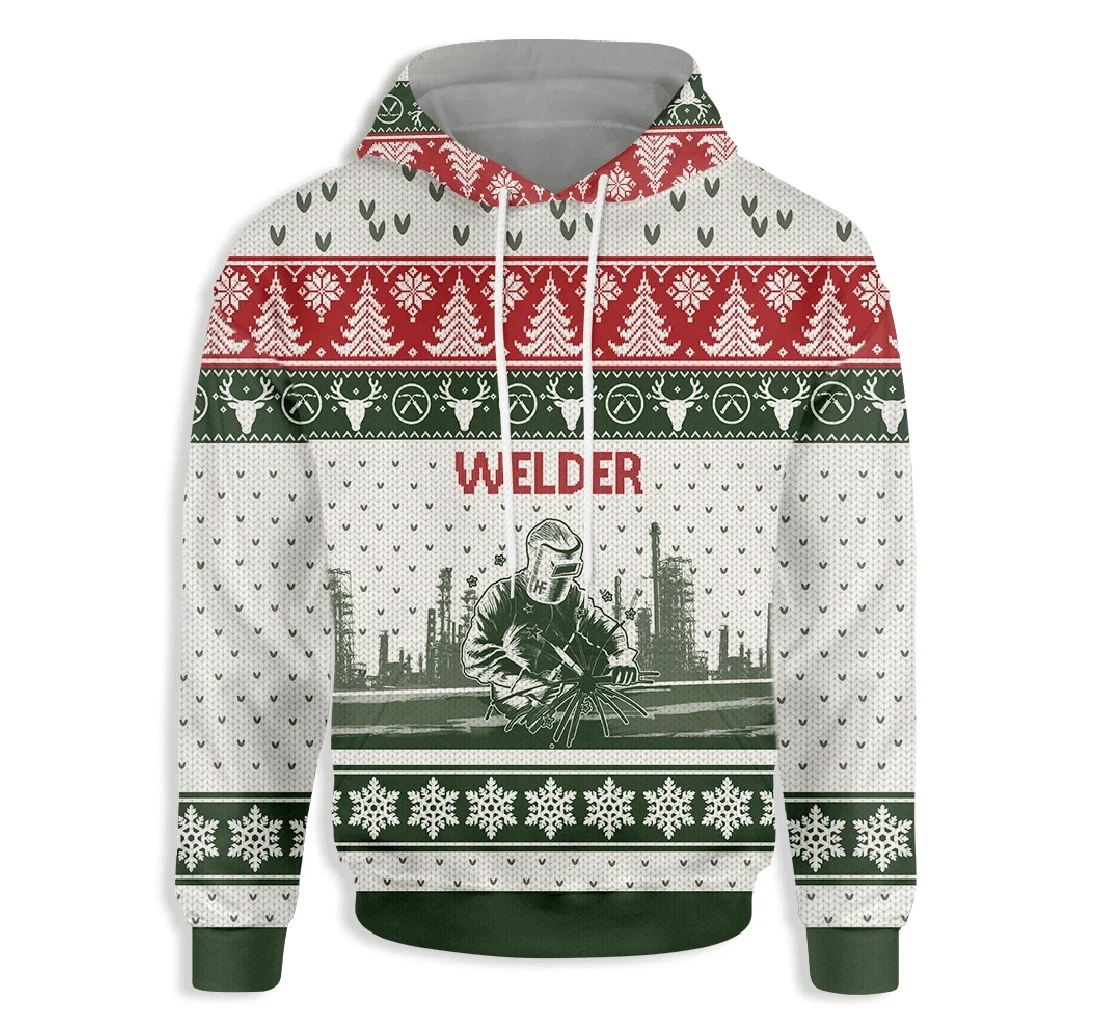 Welder Christmas - 3D Printed Pullover Hoodie