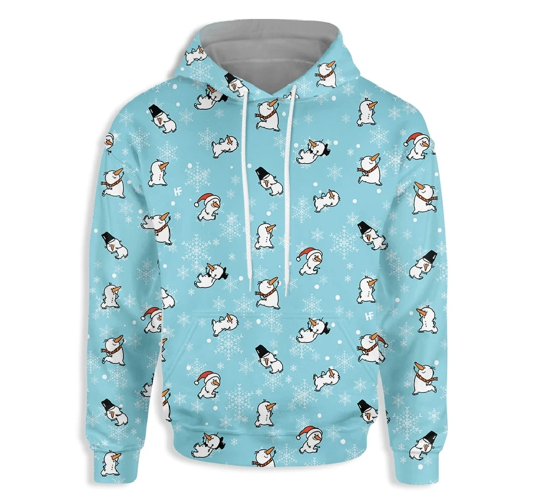 Cute Snowman Pattern Christmas - 3D Printed Pullover Hoodie