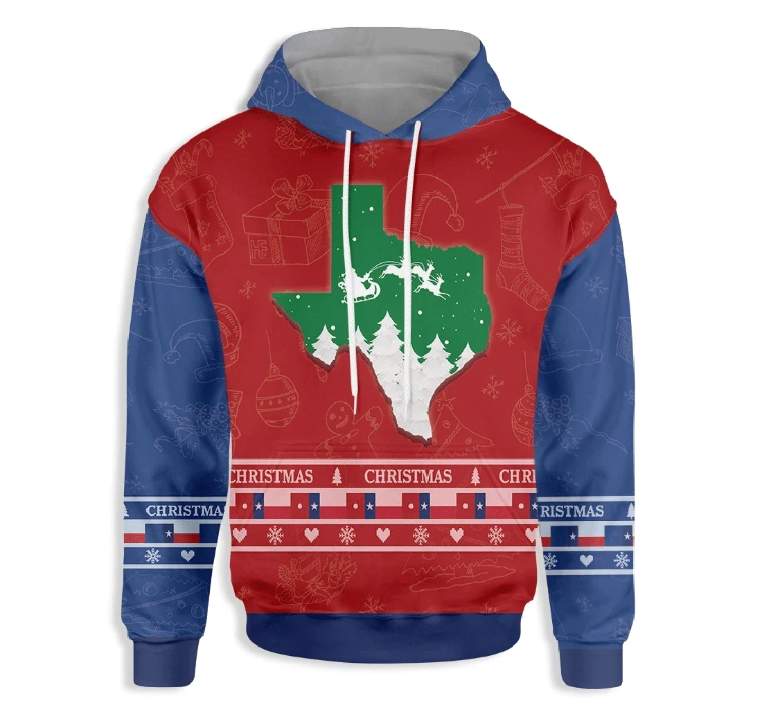 Texas Merry Christmas Gift - 3D Printed Pullover Hoodie