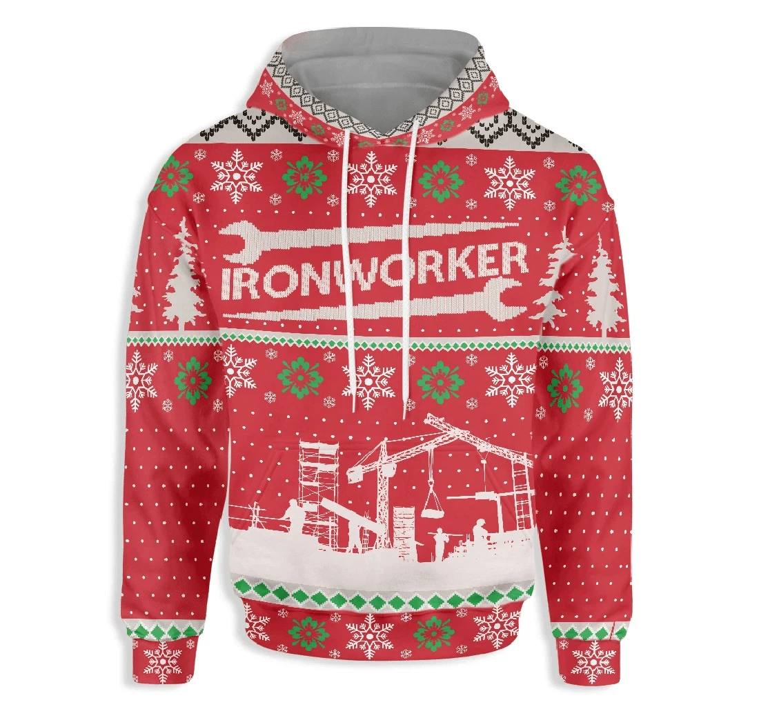 Ironworker Christmas Red - 3D Printed Pullover Hoodie