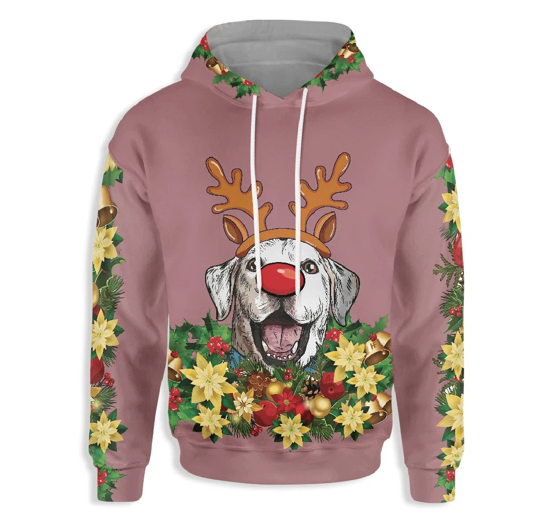 Christmas Dogs White Retriever - 3D Printed Pullover Hoodie